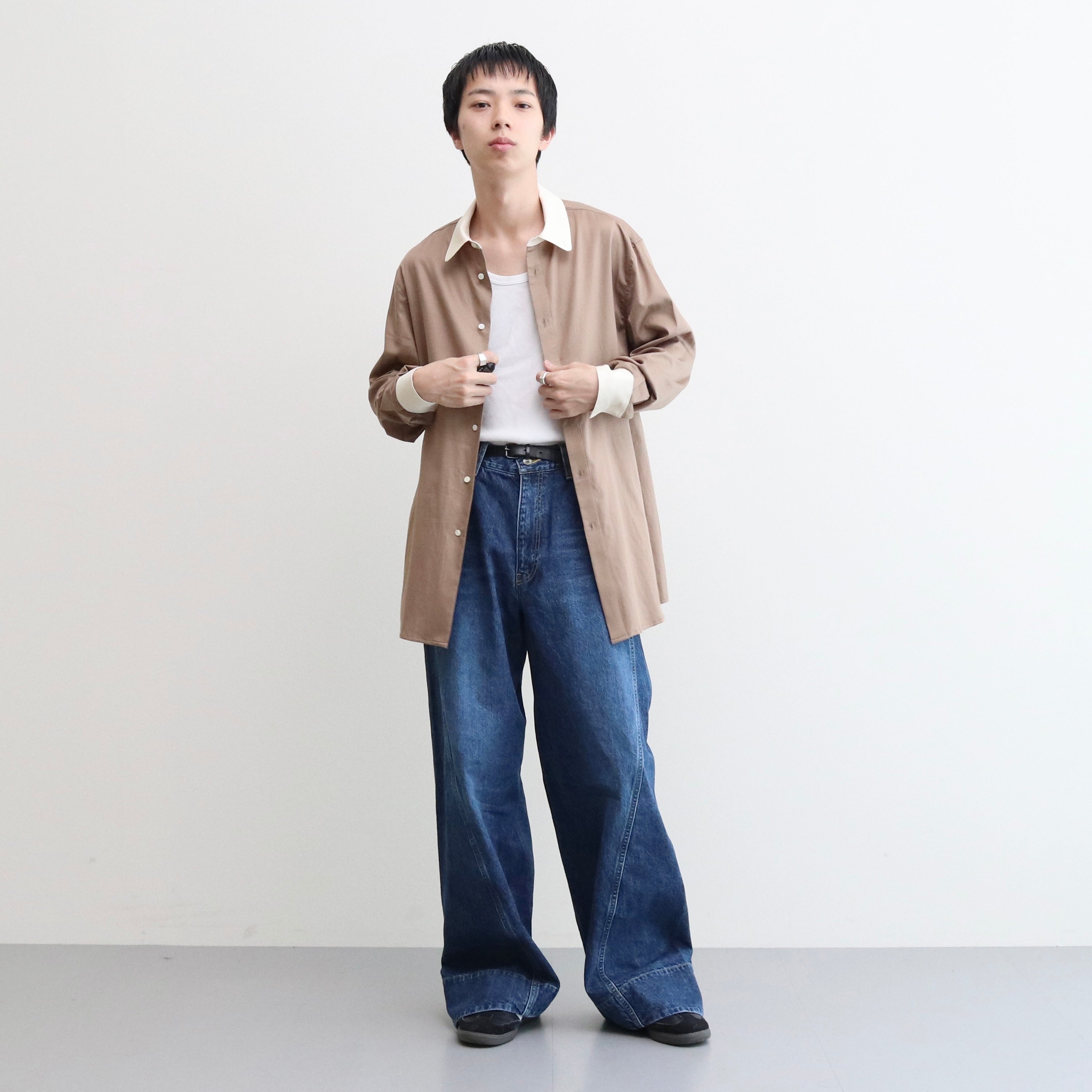HIGH COLLAR SHIRT #CAMEL×OFF WHITE [TI035015]