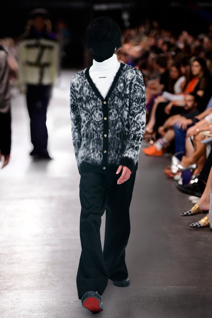 PYTHON PATTERN MOHAIR CARDIGAN #WHITE [232-01-0501]