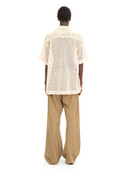 MESH OPEN COLLAR SHIRTS #BEIGE [241-01-0102M]