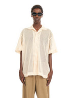 MESH OPEN COLLAR SHIRTS #BEIGE [241-01-0102M]