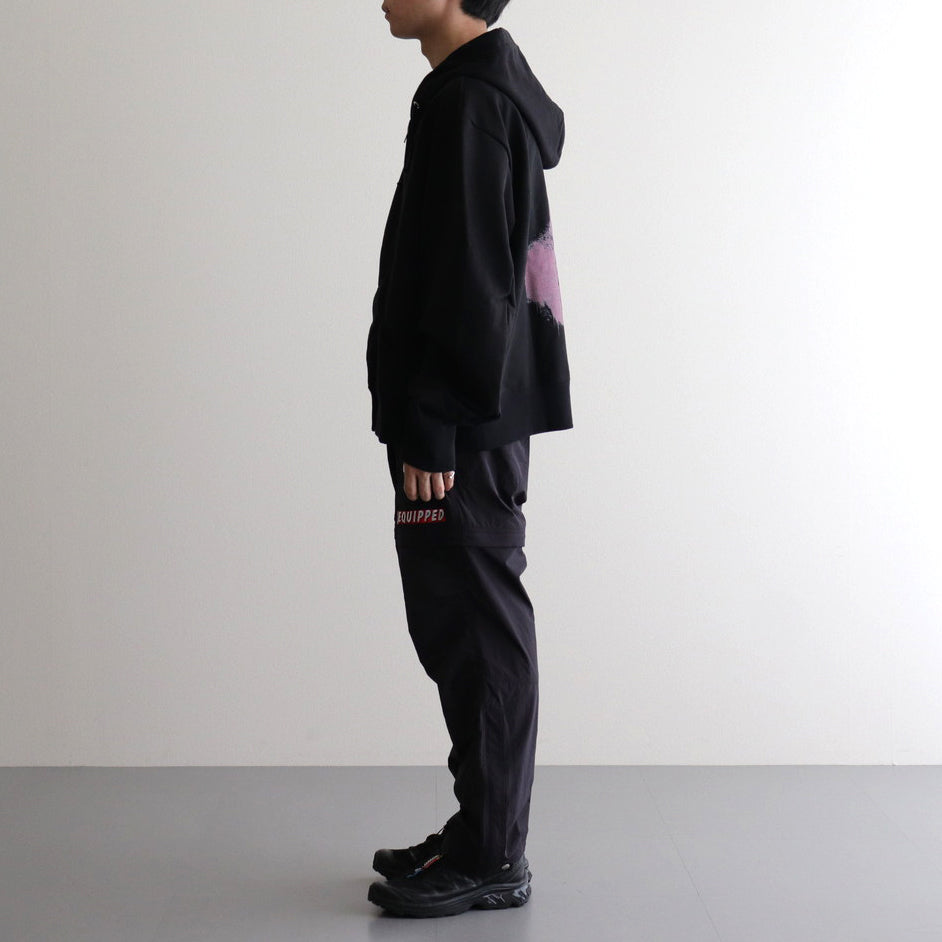 BACK PRINTED ZIP UP HOODIE #BLACK [241-01-0602]