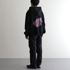 BACK PRINTED ZIP UP HOODIE #BLACK [241-01-0602]