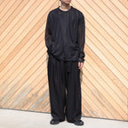 SEE THOUGH Y NECK L/S T-SHIRTS #BLACK [TS-01-0001L]