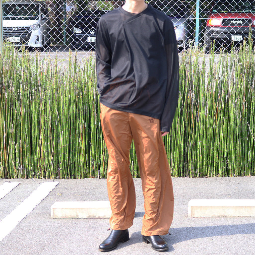 SEE THOUGH Y NECK L/S T-SHIRTS #BLACK [TS-01-0001L]