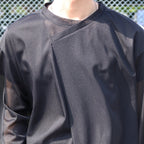 SEE THOUGH Y NECK L/S T-SHIRTS #BLACK [TS-01-0001L]