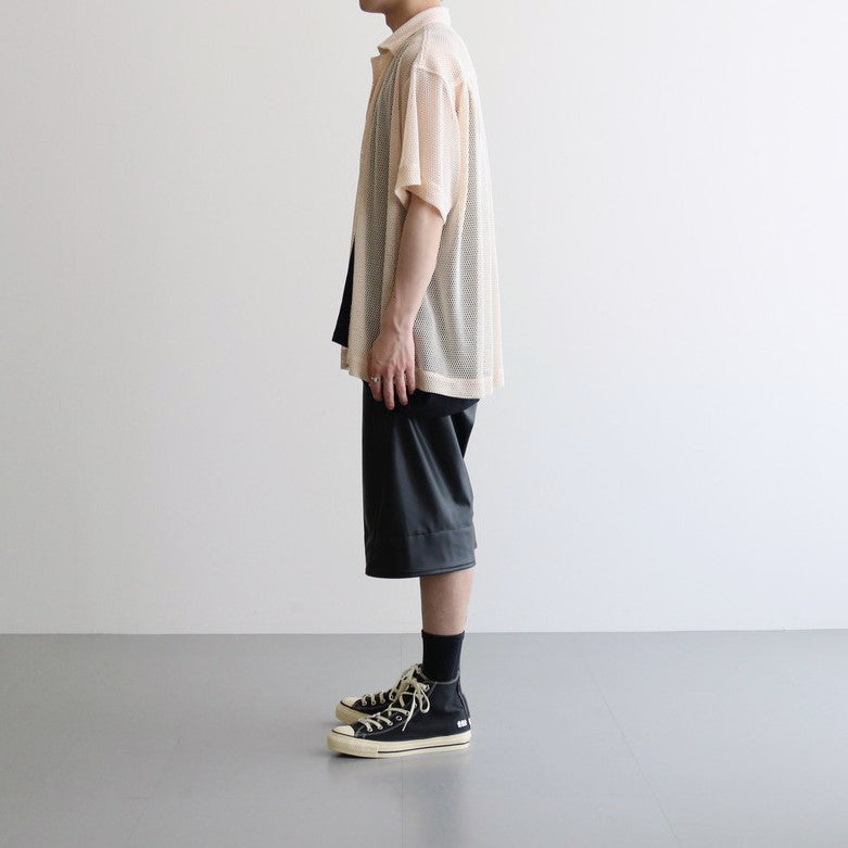 MESH OPEN COLLAR SHIRTS #BEIGE [241-01-0102M]