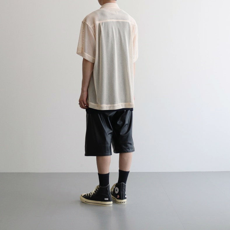 MESH OPEN COLLAR SHIRTS #BEIGE [241-01-0102M]