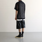 MESH OPEN COLLAR SHIRTS #BLACK [241-01-0102M]