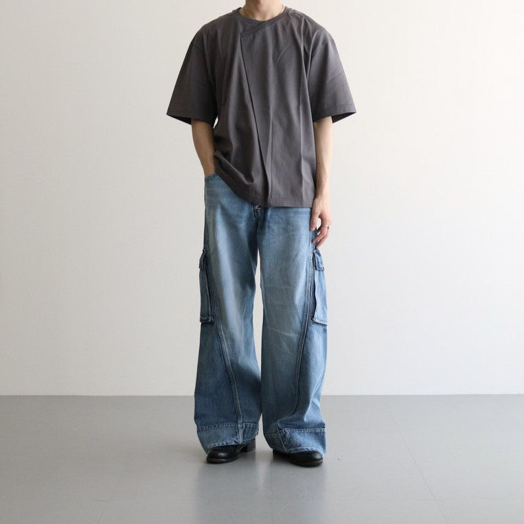 Y NECK T-SHIRTS #GREY [TS-01-0001]