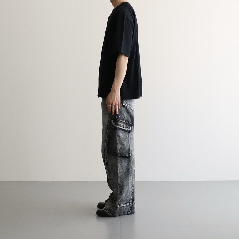 Y NECK T-SHIRTS #BLACK [TS-01-0001]