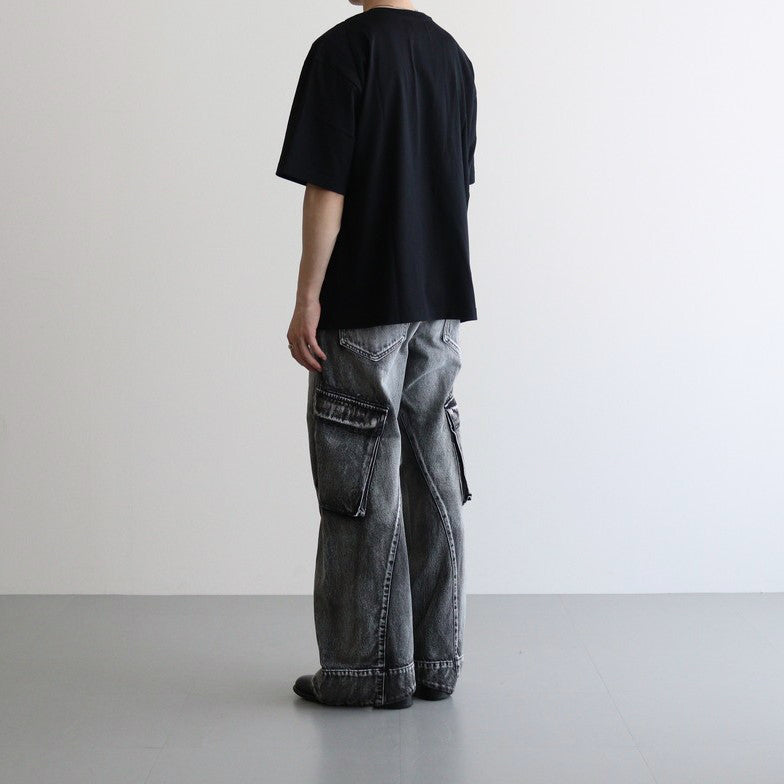Y NECK T-SHIRTS #BLACK [TS-01-0001]