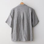Linen Stripe Open Callor S/S Shirt #GRAY [AL24S-SH05]