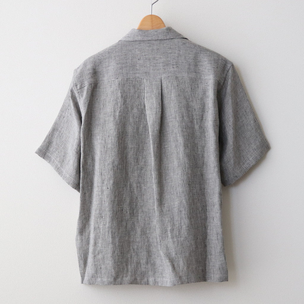 Linen Stripe Open Callor S/S Shirt #GRAY [AL24S-SH05]