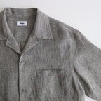 Linen Stripe Open Callor S/S Shirt #GRAY [AL24S-SH05]
