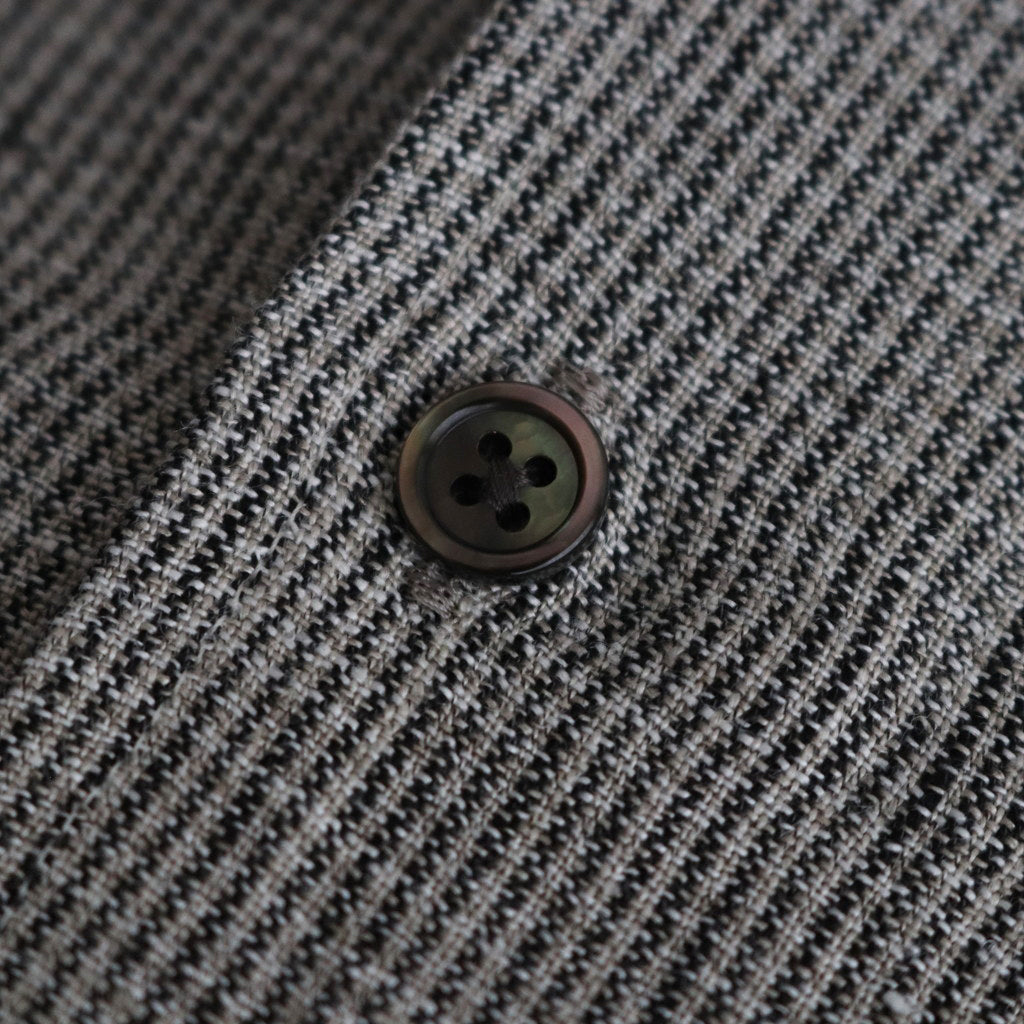 Linen Stripe Open Callor S/S Shirt #GRAY [AL24S-SH05]