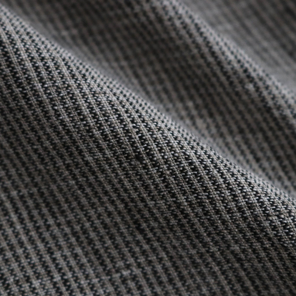 Linen Stripe Open Callor S/S Shirt #GRAY [AL24S-SH05]