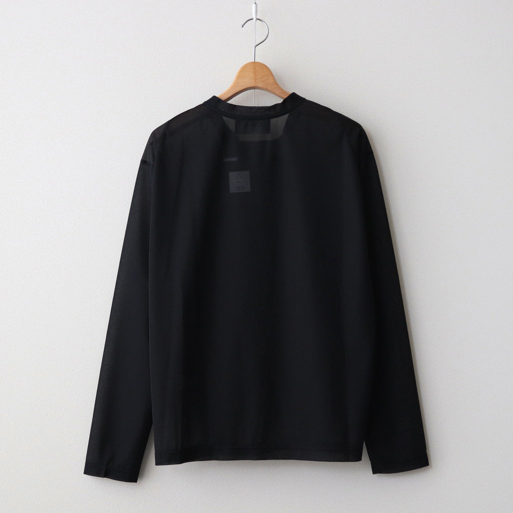 SEE THOUGH Y NECK L/S T-SHIRTS #BLACK [TS-01-0001L]
