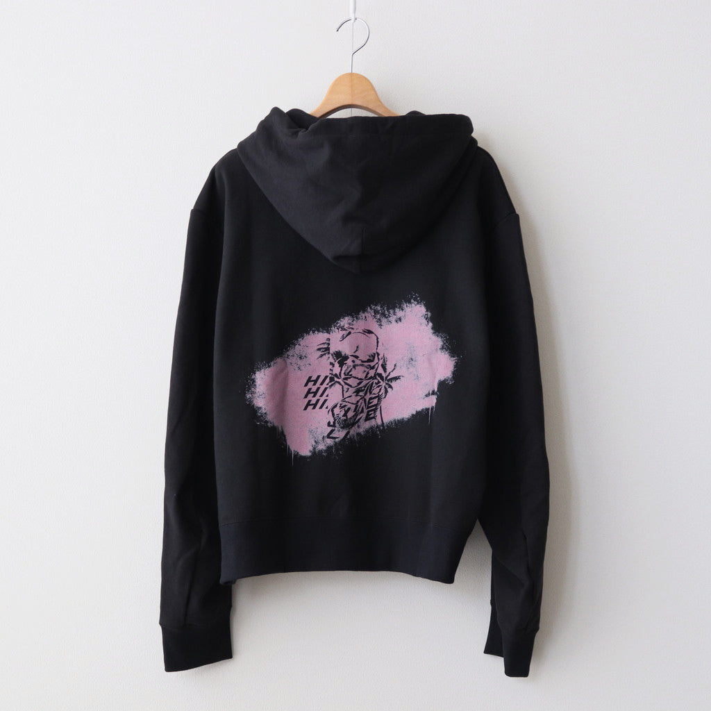 BACK PRINTED ZIP UP HOODIE #BLACK [241-01-0602]