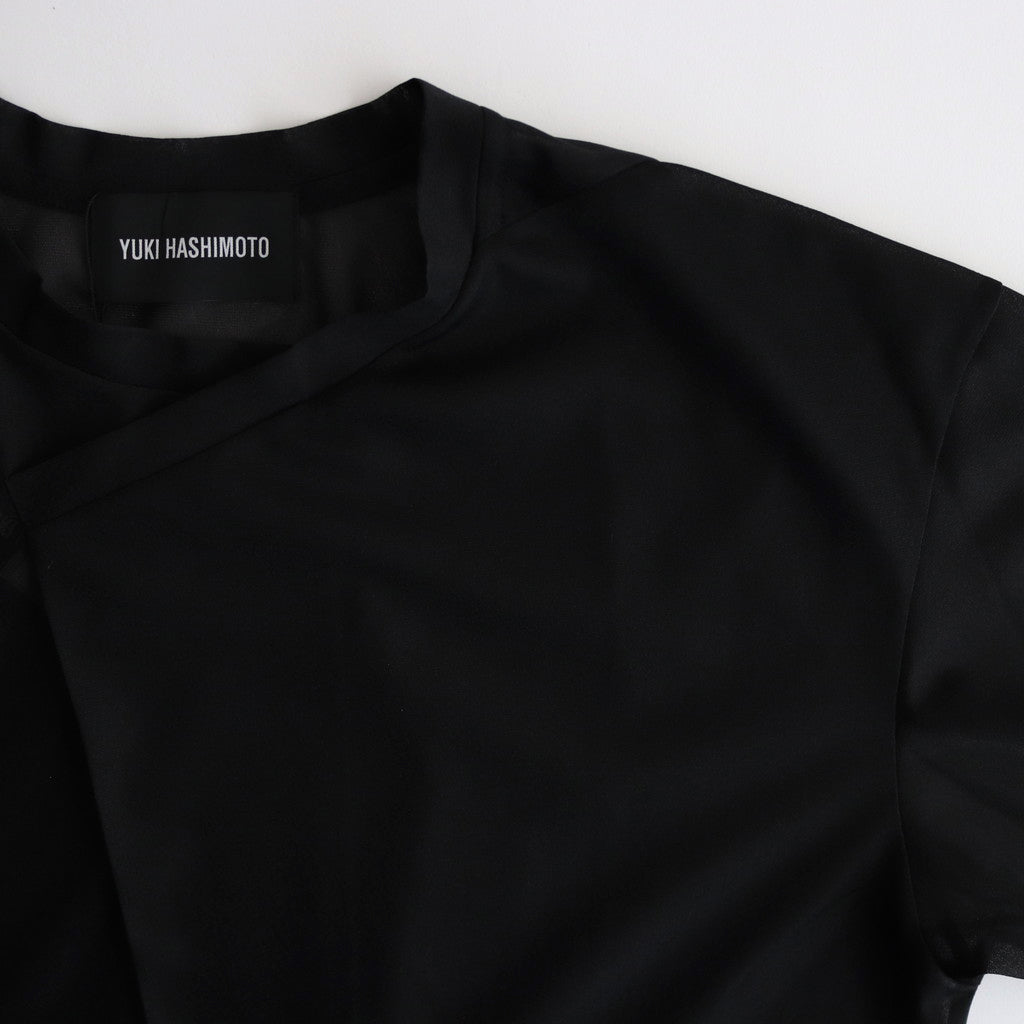 SEE THOUGH Y NECK L/S T-SHIRTS #BLACK [TS-01-0001L]