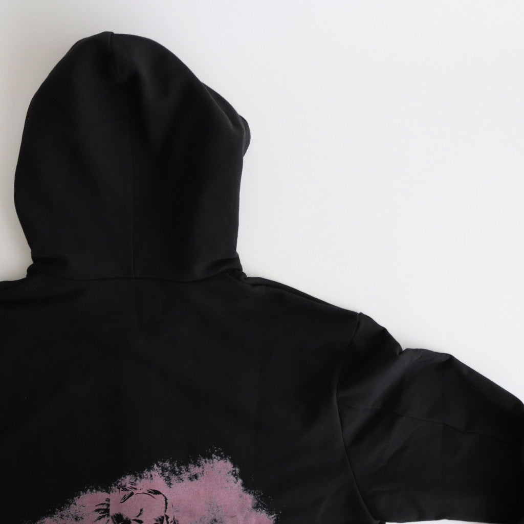 BACK PRINTED ZIP UP HOODIE #BLACK [241-01-0602]