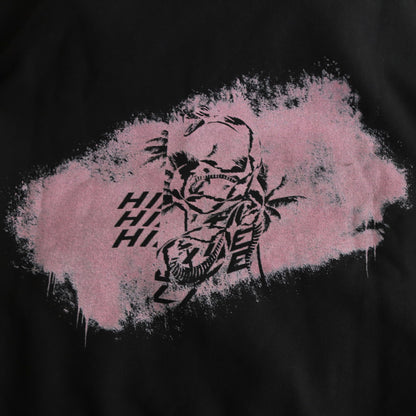 BACK PRINTED ZIP UP HOODIE #BLACK [241-01-0602]