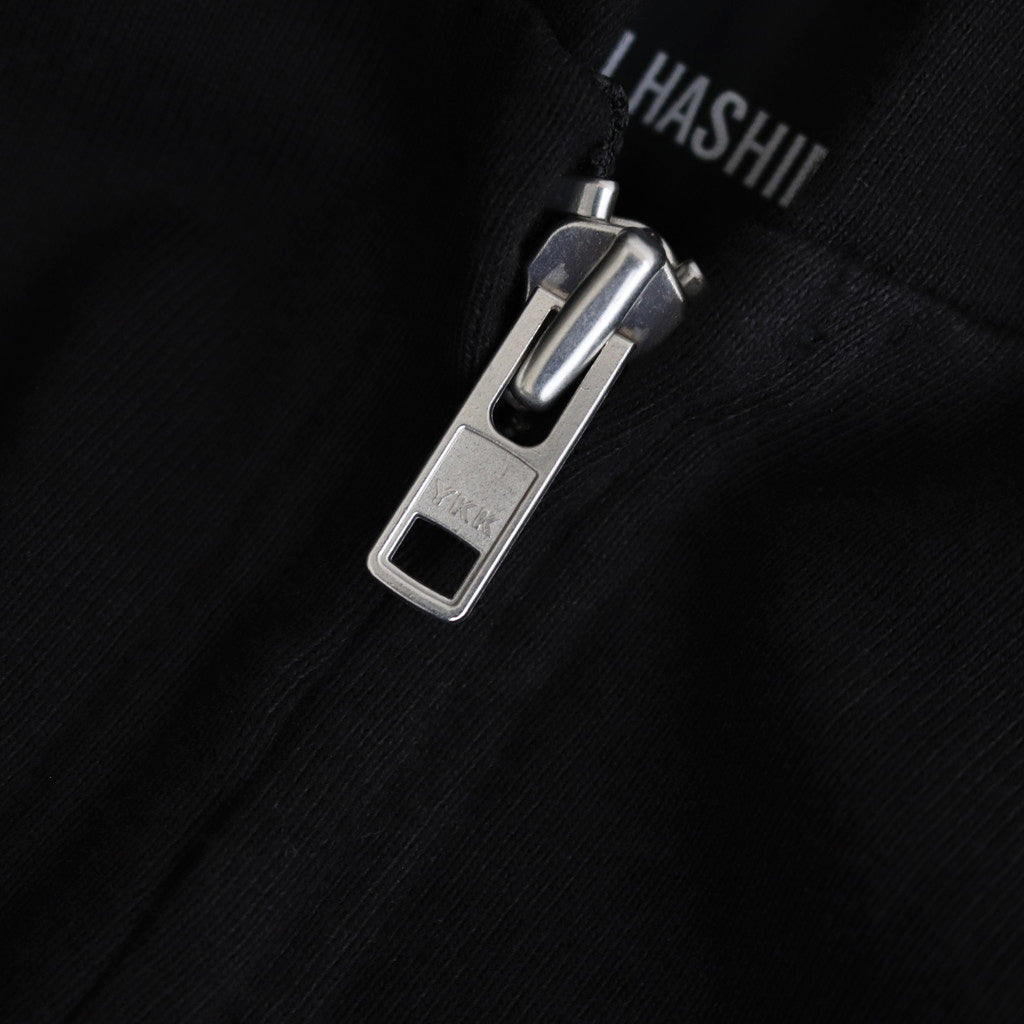 BACK PRINTED ZIP UP HOODIE #BLACK [241-01-0602]