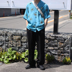 HAWAIIAN H/S SHIRT #SKY/BROWN [TI4009]