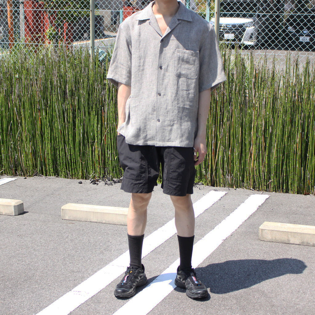 Linen Stripe Open Callor S/S Shirt #GRAY [AL24S-SH05]