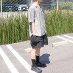 Linen Stripe Open Callor S/S Shirt #GRAY [AL24S-SH05]