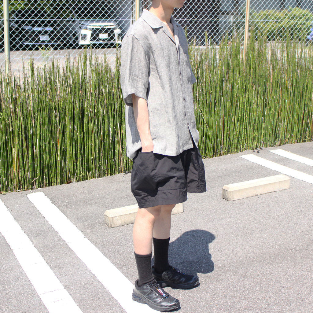 Linen Stripe Open Callor S/S Shirt #GRAY [AL24S-SH05]