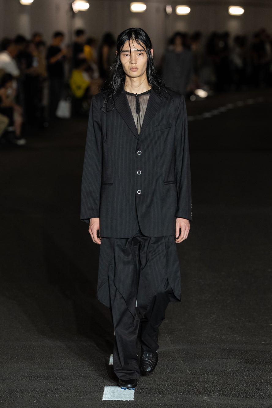 PETAL WIDE TROUSERS #Stripes Black [SHSS24002]