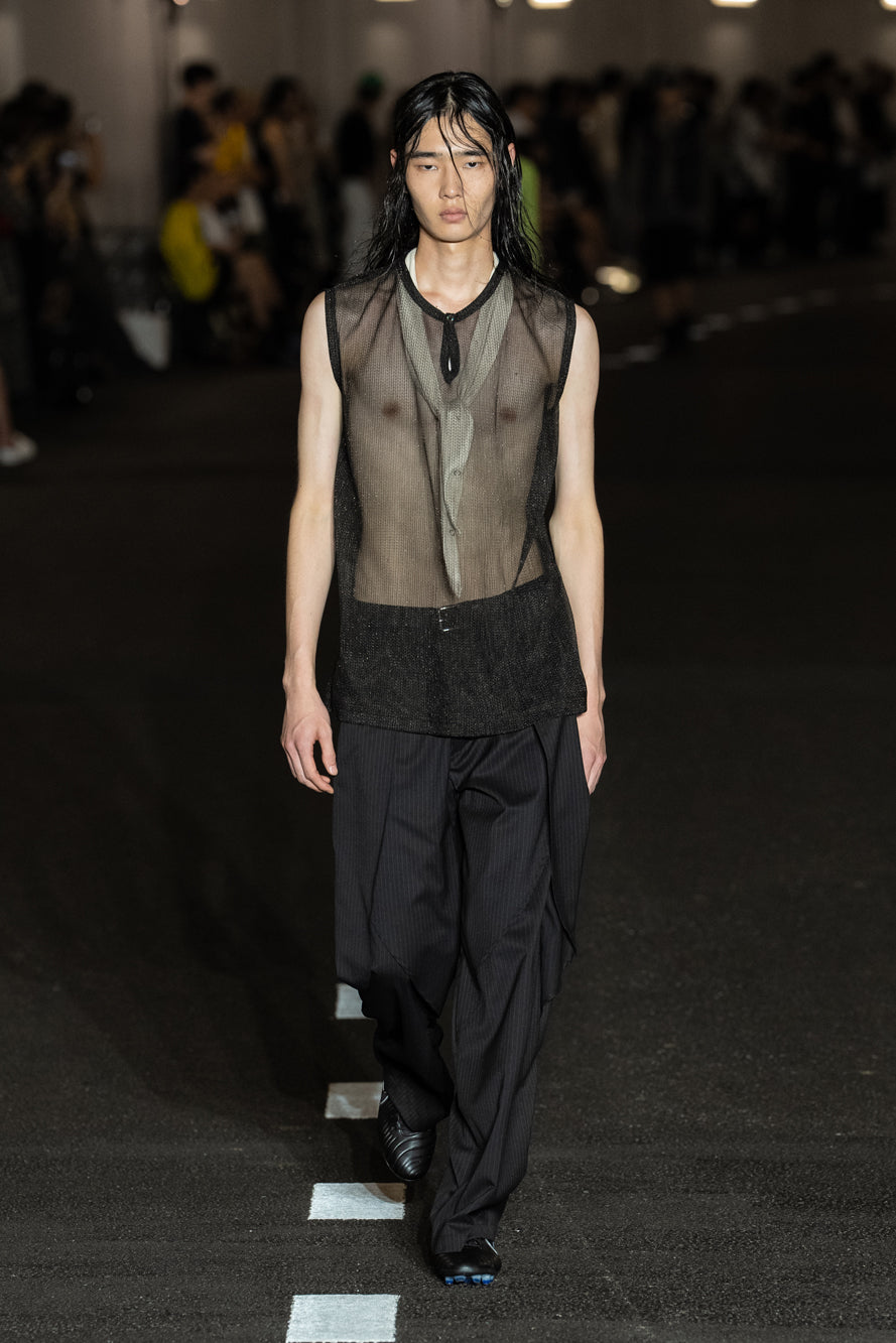 PETAL WIDE TROUSERS #Stripes Black [SHSS24002]