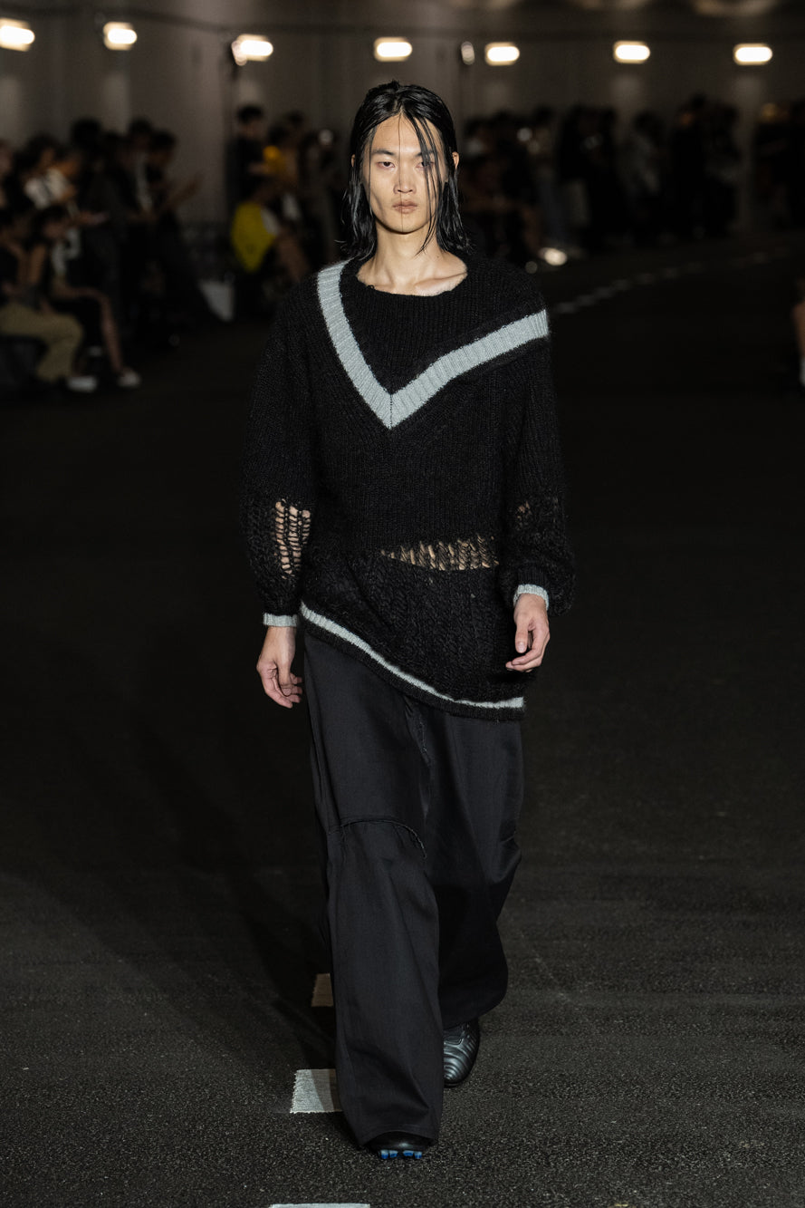 SKIRT WIDE DENIM PANTS #Black [SHSS24029]