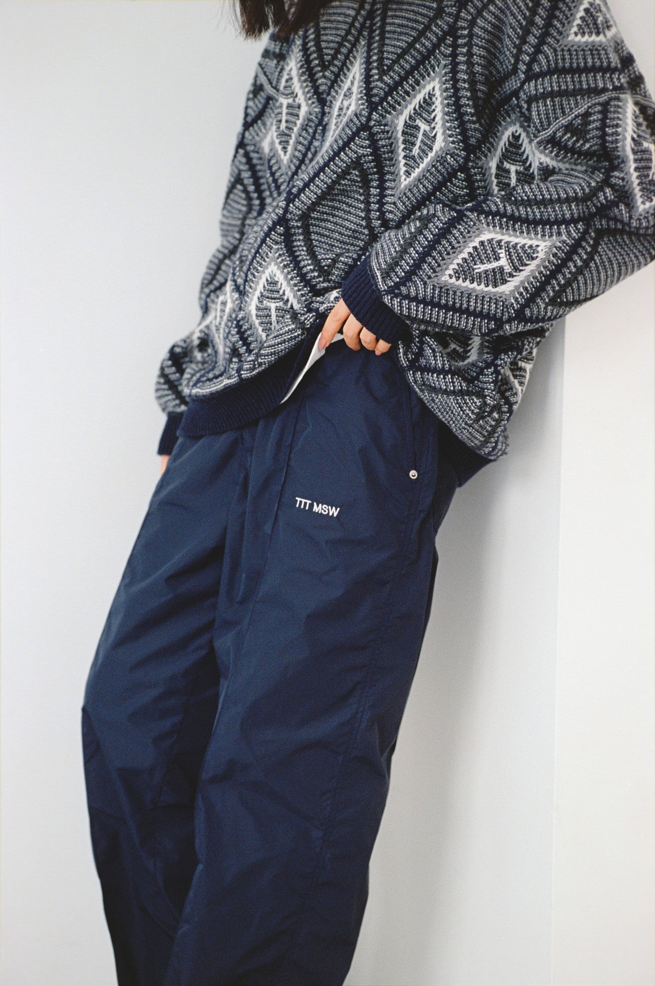 Diamond pull over knit #NAVY [TTT-2024SS-KT04] - TTT MSW