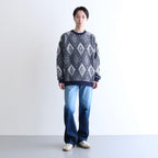 Diamond pull over knit #NAVY [TTT-2024SS-KT04]
