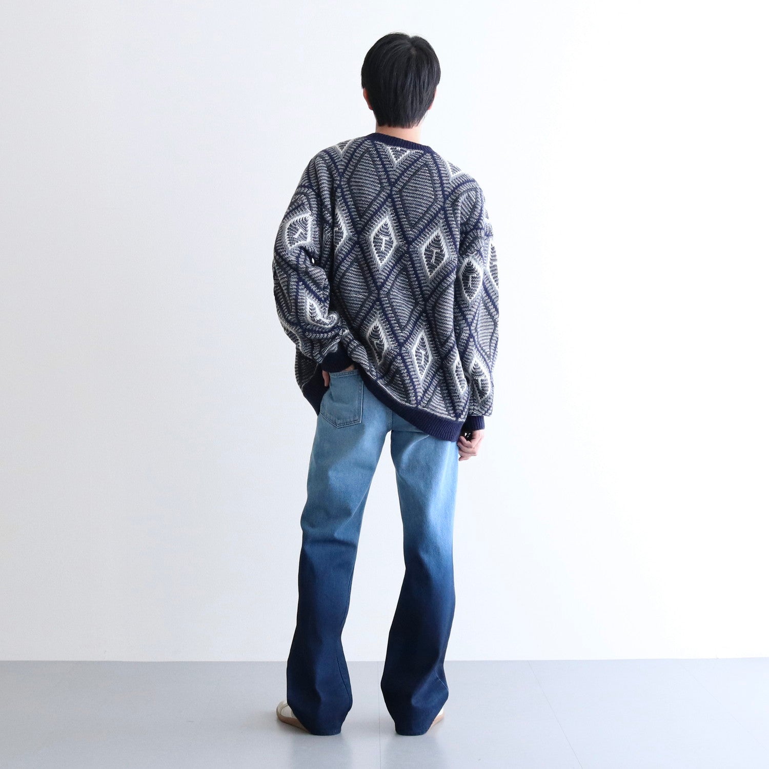 Diamond pull over knit #NAVY [TTT-2024SS-KT04]
