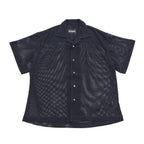 MESH OPEN COLLAR SHIRTS #BLACK [241-01-0102M]