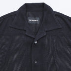 MESH OPEN COLLAR SHIRTS #BLACK [241-01-0102M]