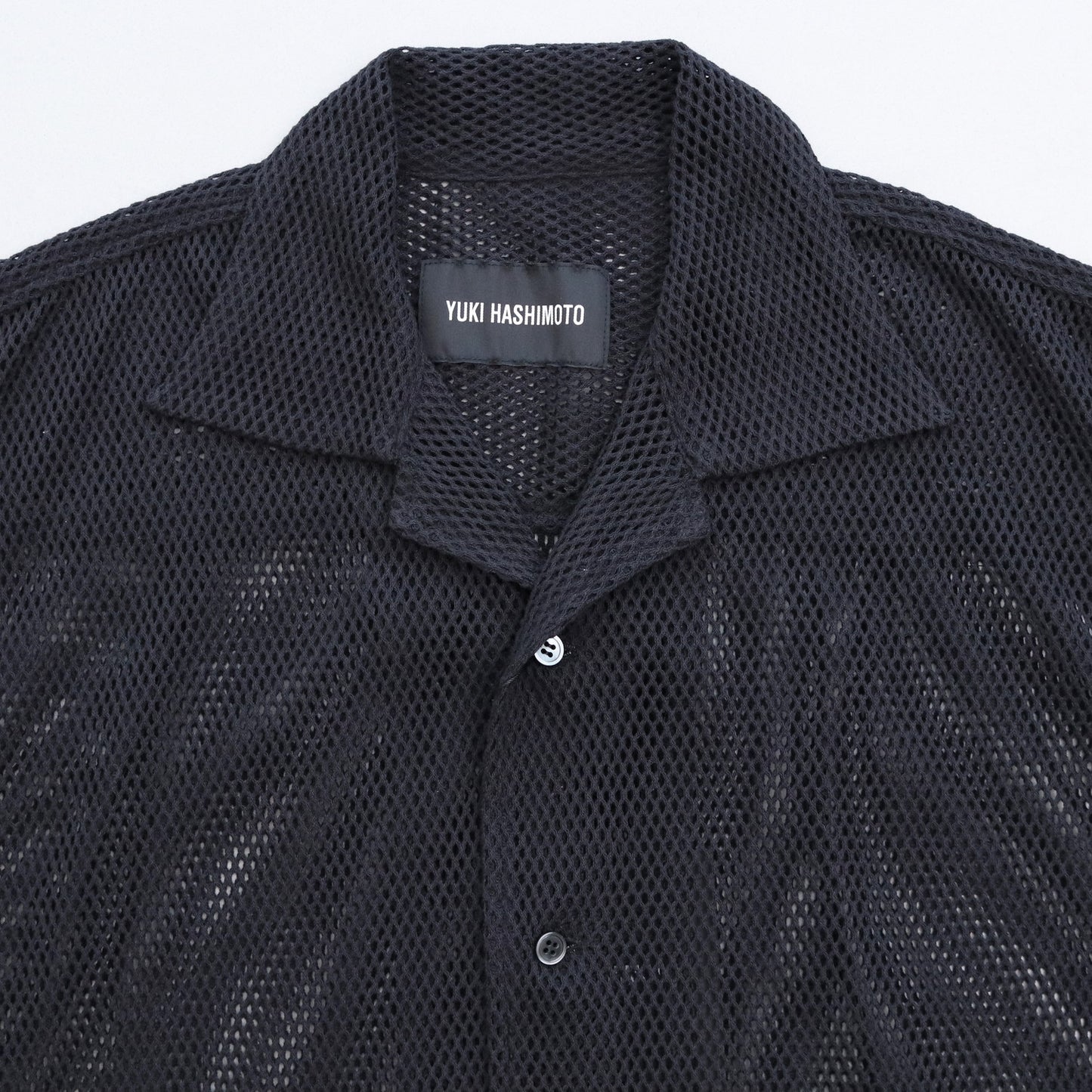 MESH OPEN COLLAR SHIRTS #BLACK [241-01-0102M]