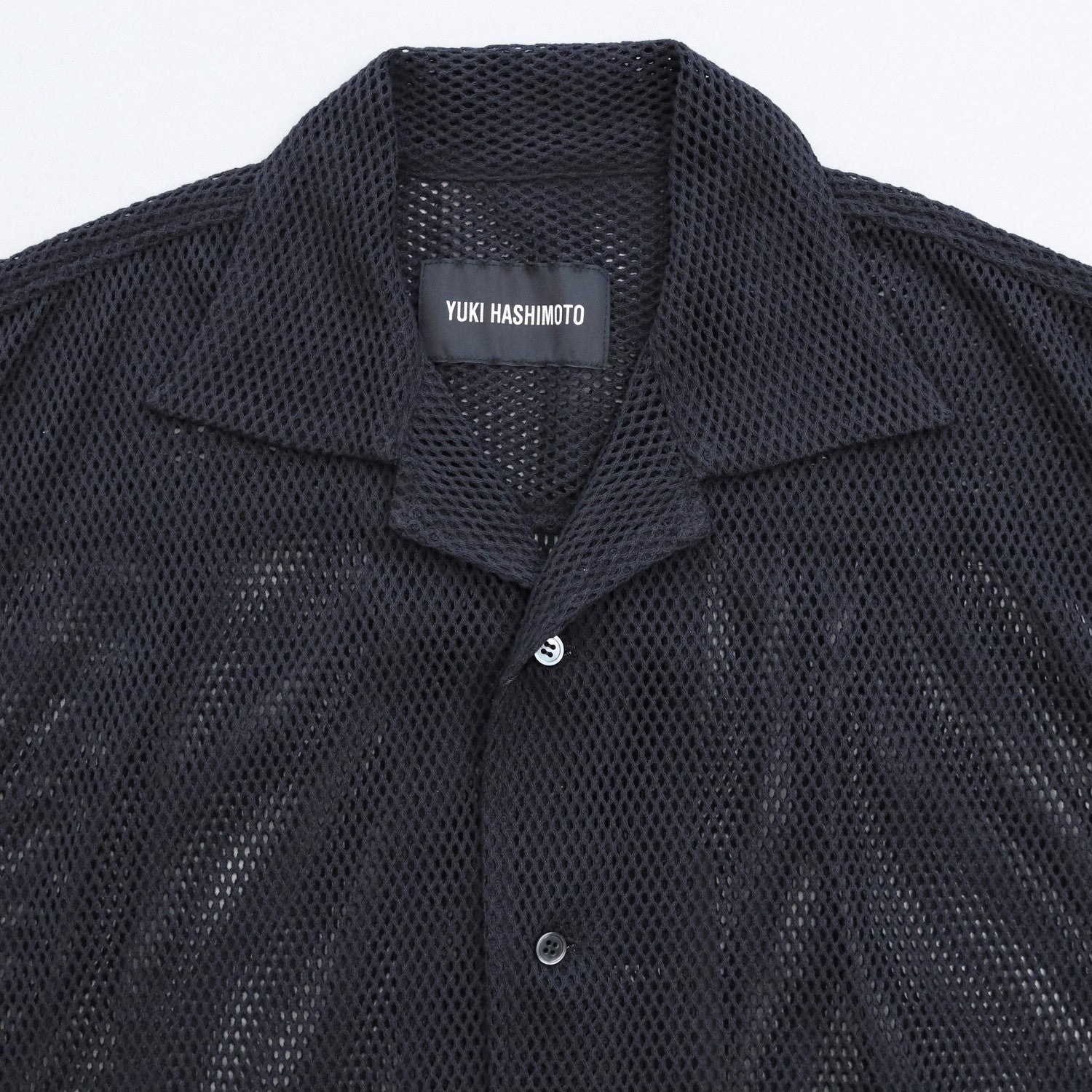 MESH OPEN COLLAR SHIRTS #BLACK [241-01-0102M]