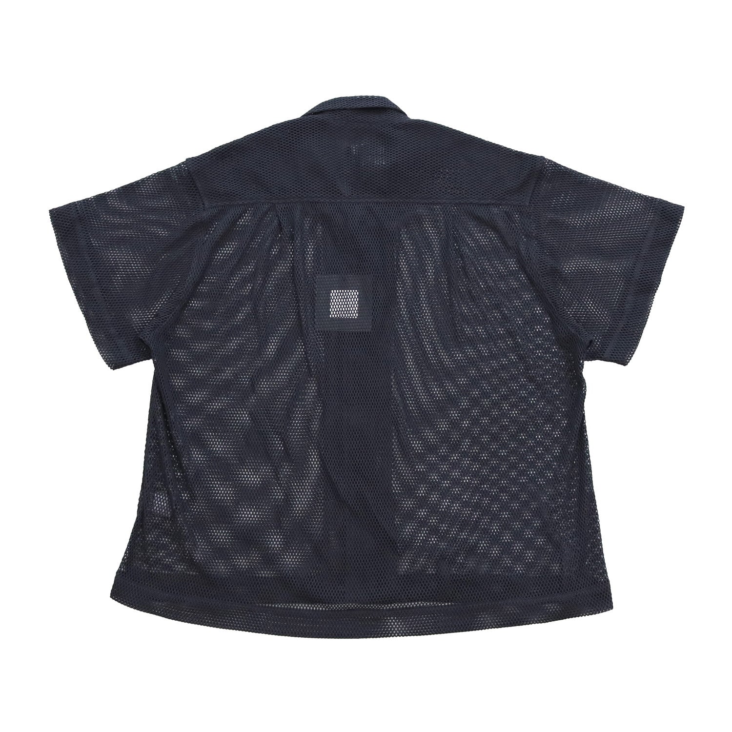 MESH OPEN COLLAR SHIRTS #BLACK [241-01-0102M]