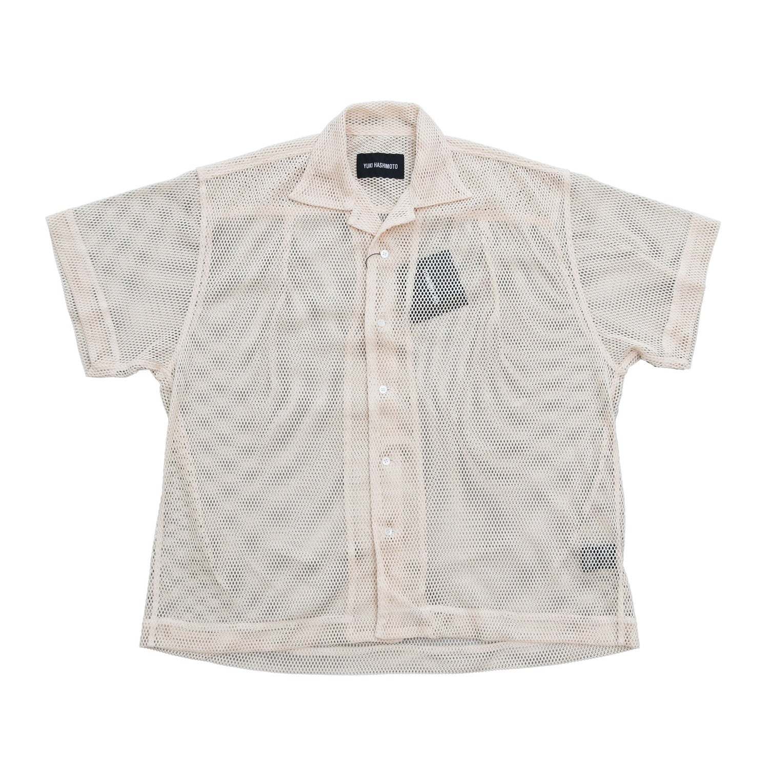 MESH OPEN COLLAR SHIRTS #BEIGE [241-01-0102M]