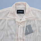 MESH OPEN COLLAR SHIRTS #BEIGE [241-01-0102M]