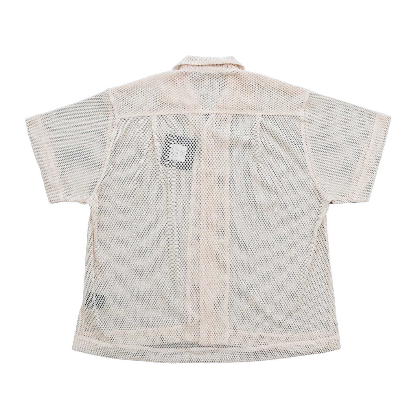 MESH OPEN COLLAR SHIRTS #BEIGE [241-01-0102M]