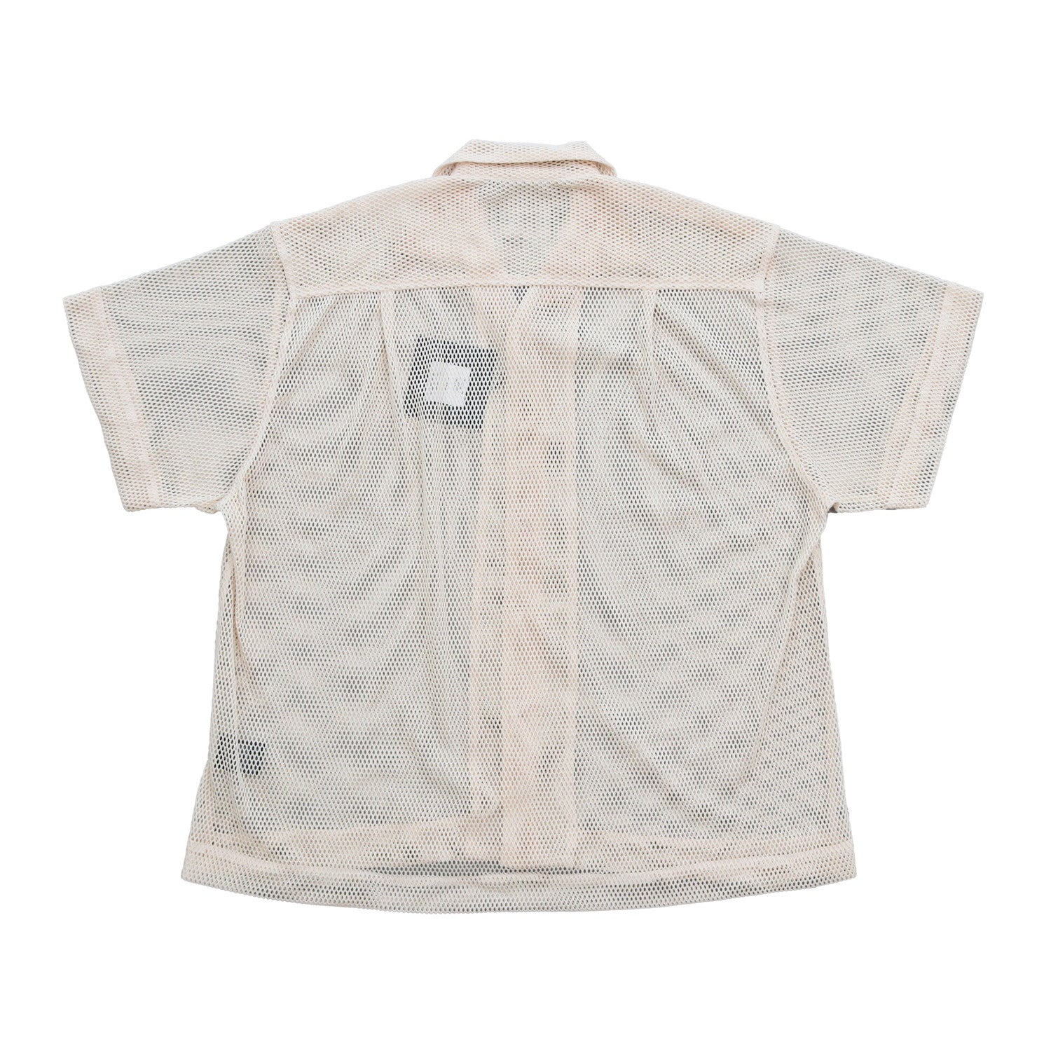 MESH OPEN COLLAR SHIRTS #BEIGE [241-01-0102M]