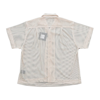MESH OPEN COLLAR SHIRTS #BEIGE [241-01-0102M]