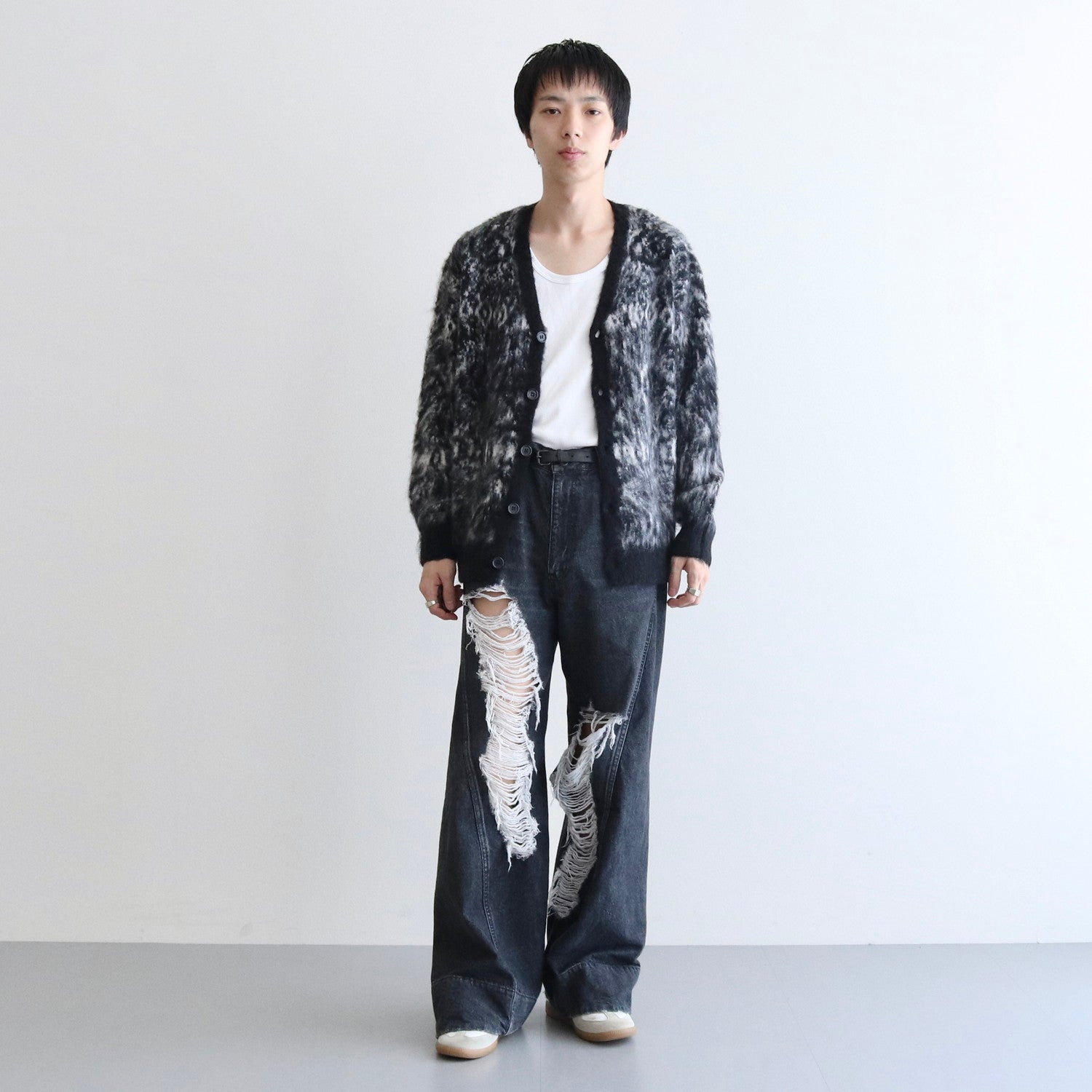 PYTHON PATTERN MOHAIR CARDIGAN #RED [232-01-0501]