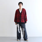 PYTHON PATTERN MOHAIR CARDIGAN #RED [232-01-0501]