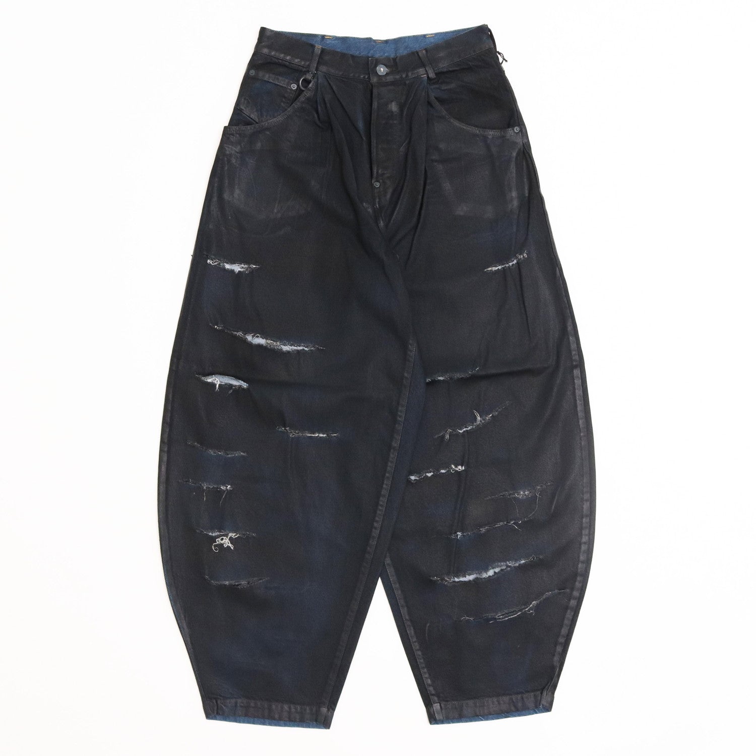 KNICKER BOCKERS DENIM (coating damaged) #INDIGO × BLACK COATING [S23AW24DNM-CRASH]