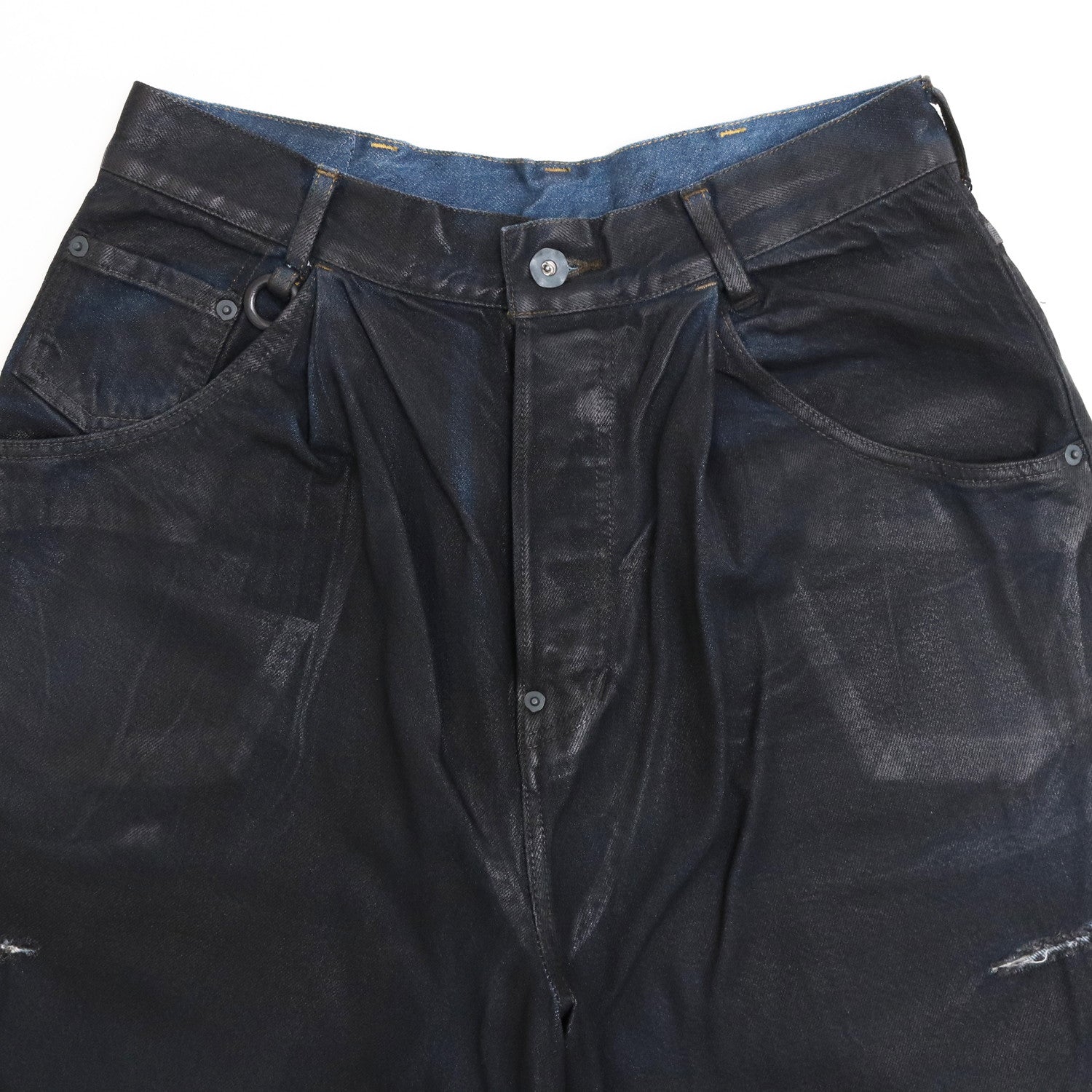 KNICKER BOCKERS DENIM (coating damaged) #INDIGO × BLACK COATING [S23AW24DNM-CRASH]